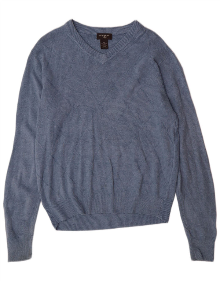 Dockers Suéter Con Cuello En V Para Hombre Pequeño Argyle Azul/Acrílico Diamante