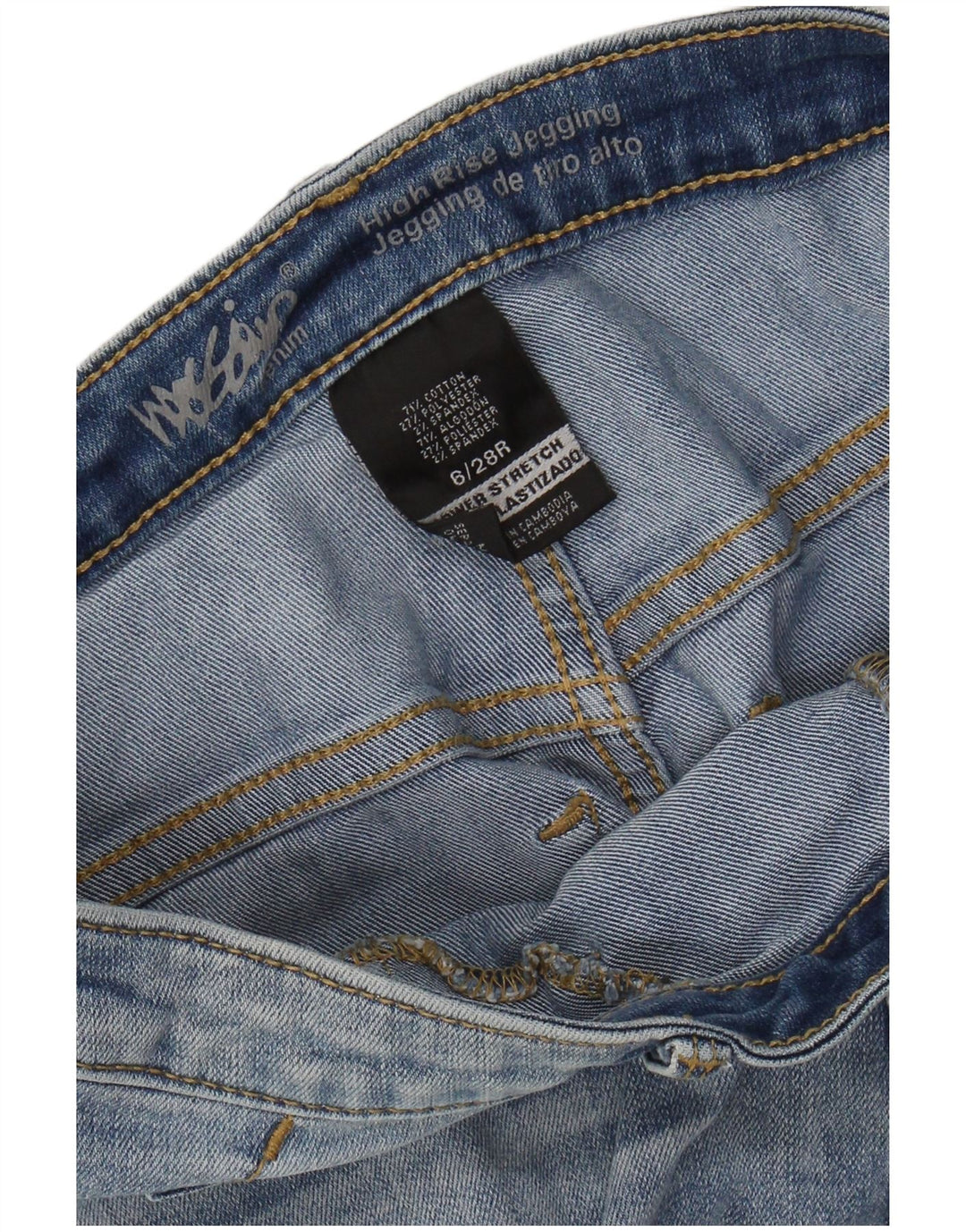 MOSSIMO Vaqueros Jegging de talle alto desgastados para mujer US 6 Medium W28 L28 Azul
