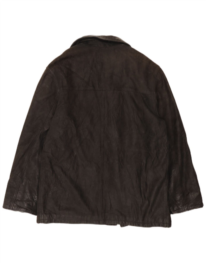 Desi Chaqueta de cuero con doble botonadura para hombre UK 42 XL Cuero negro