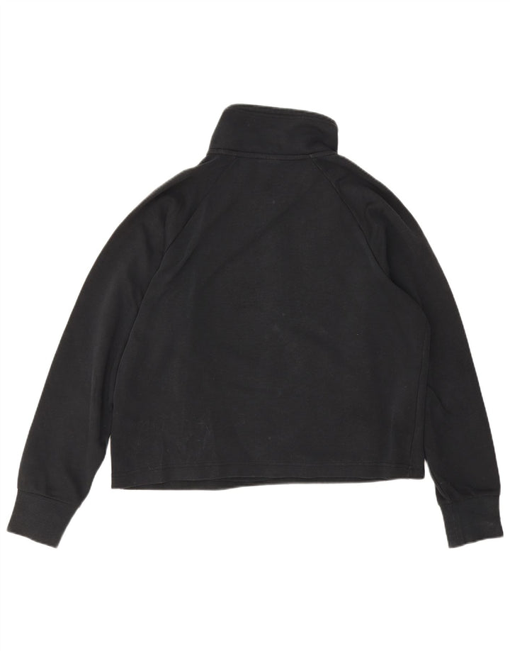 Nike Mujer Oversize Crop Zip Neck Sudadera Jumper UK 10 Small Negro