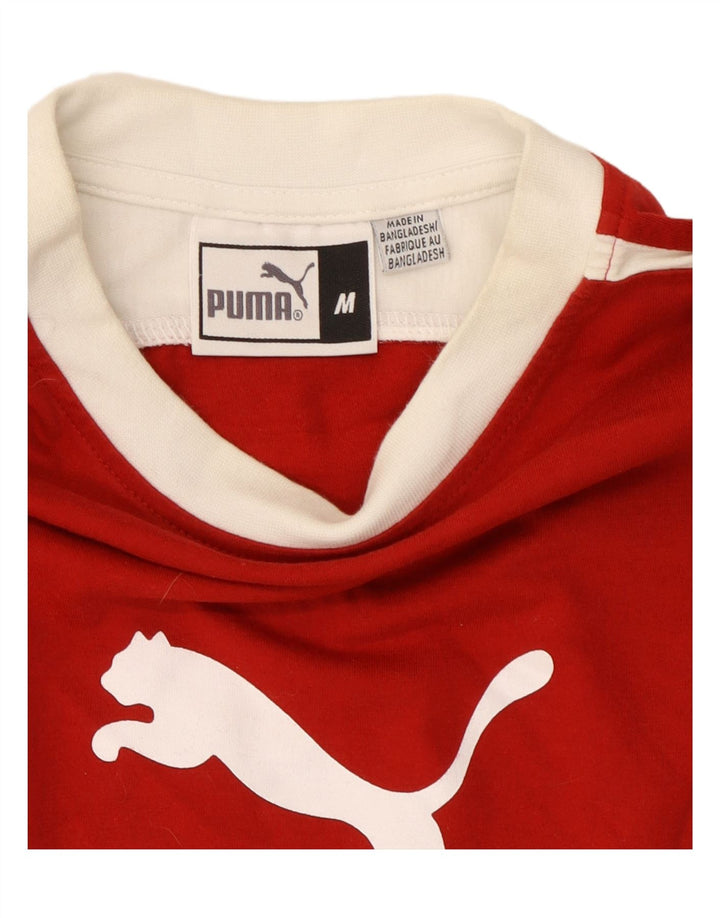 PUMA Top gráfico de manga larga con bloques de color rojo medio para hombre
