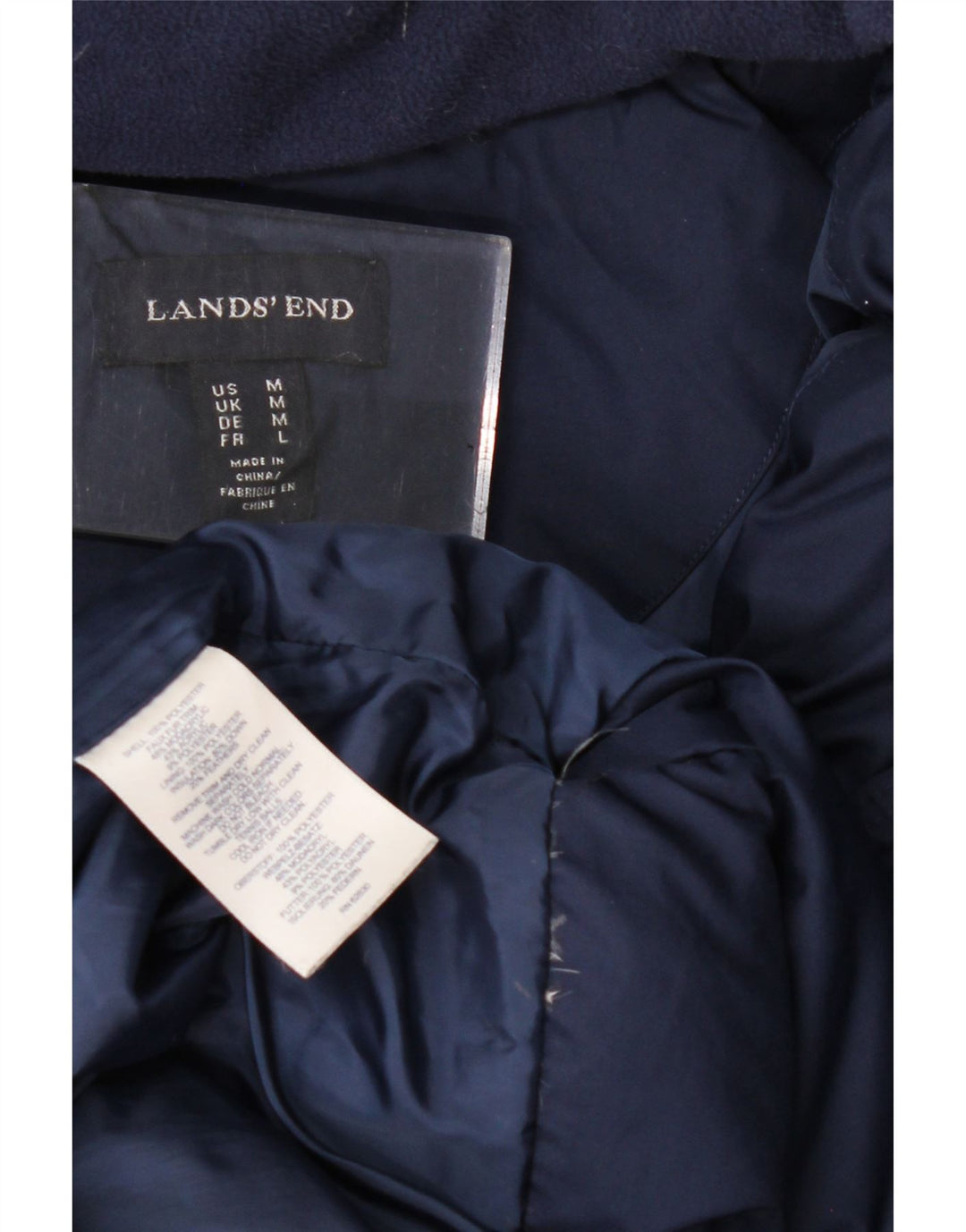 Lands End Abrigo acolchado con capucha para mujer UK 44 Medio Azul marino Poliéster