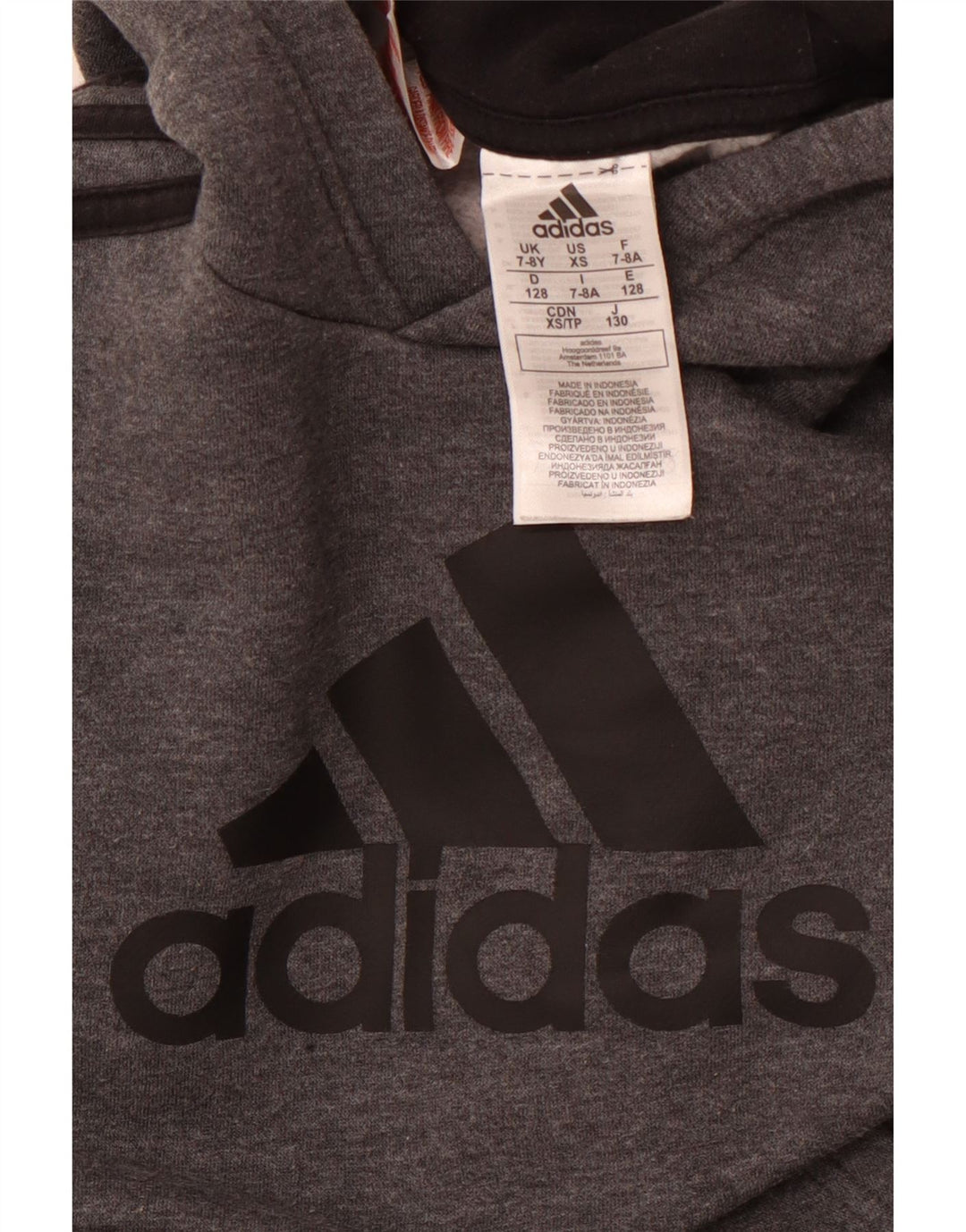 ADIDAS Sudadera con capucha gráfica para niños 7-8 años Algodón gris