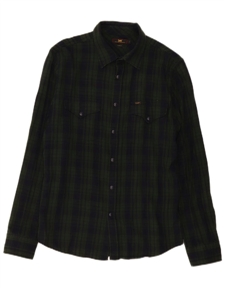 Camisa De Franela De Corte Slim De Algodón Con Cuadros Verdes Grandes De Lee Hombre