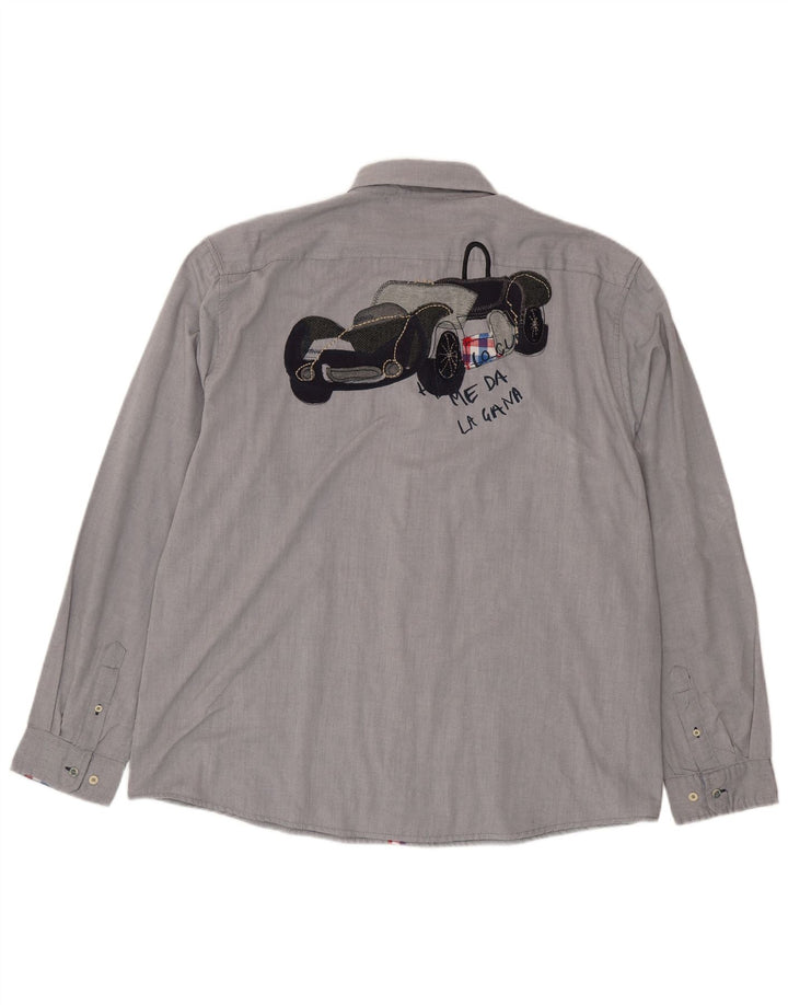 Desigual Hombre Camisa Gráfica 3XL Poliéster Gris