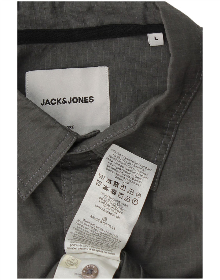 Jack & Jones Camisa De Manga Corta Para Hombre Grande Gris Algodón