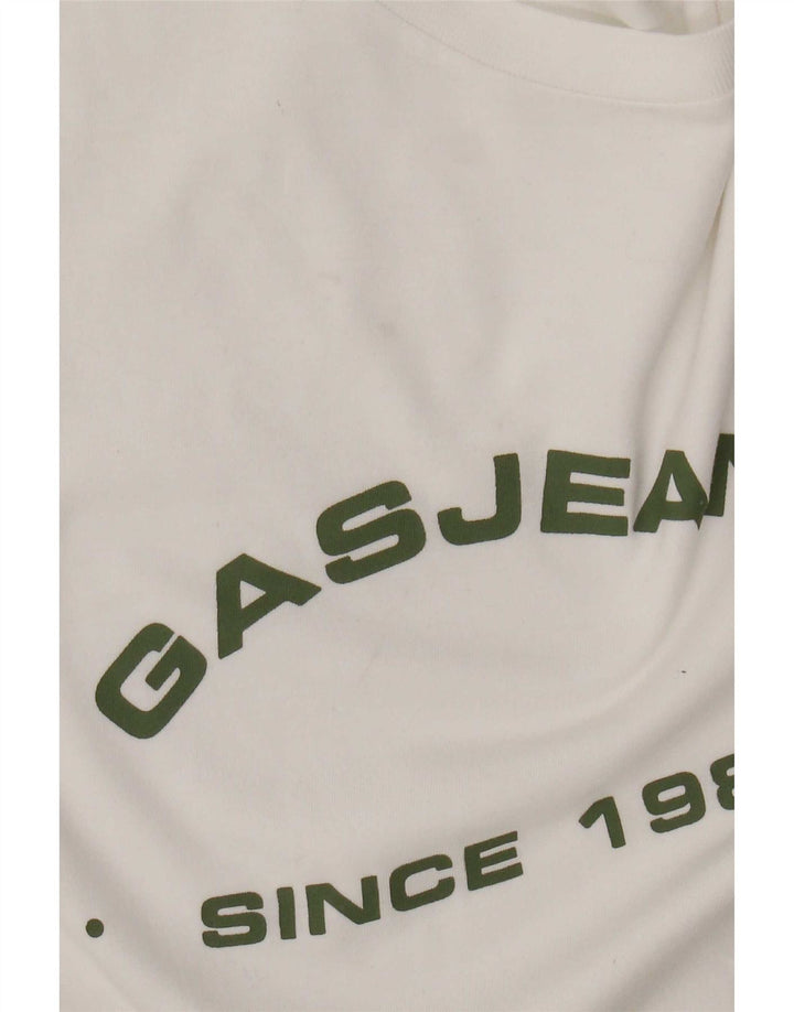 Gas Hombres Camiseta Gráfica Top Medio Blanco