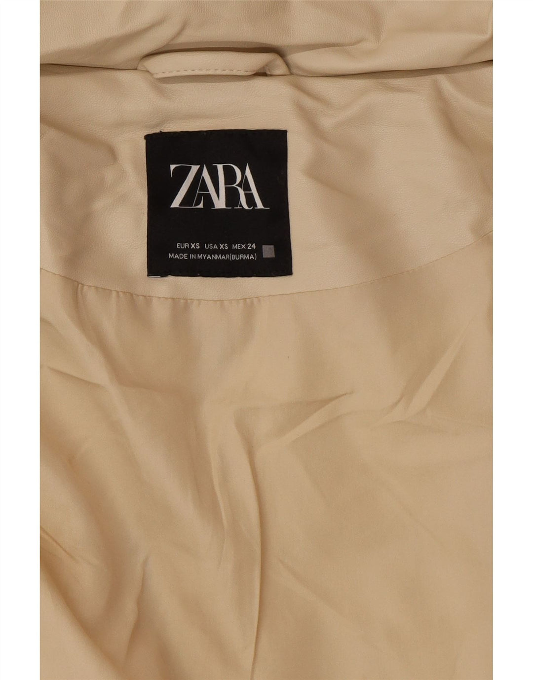 Zara Mujer Chaqueta Acolchada Extragrande Con Capucha UK 6 XS Beige