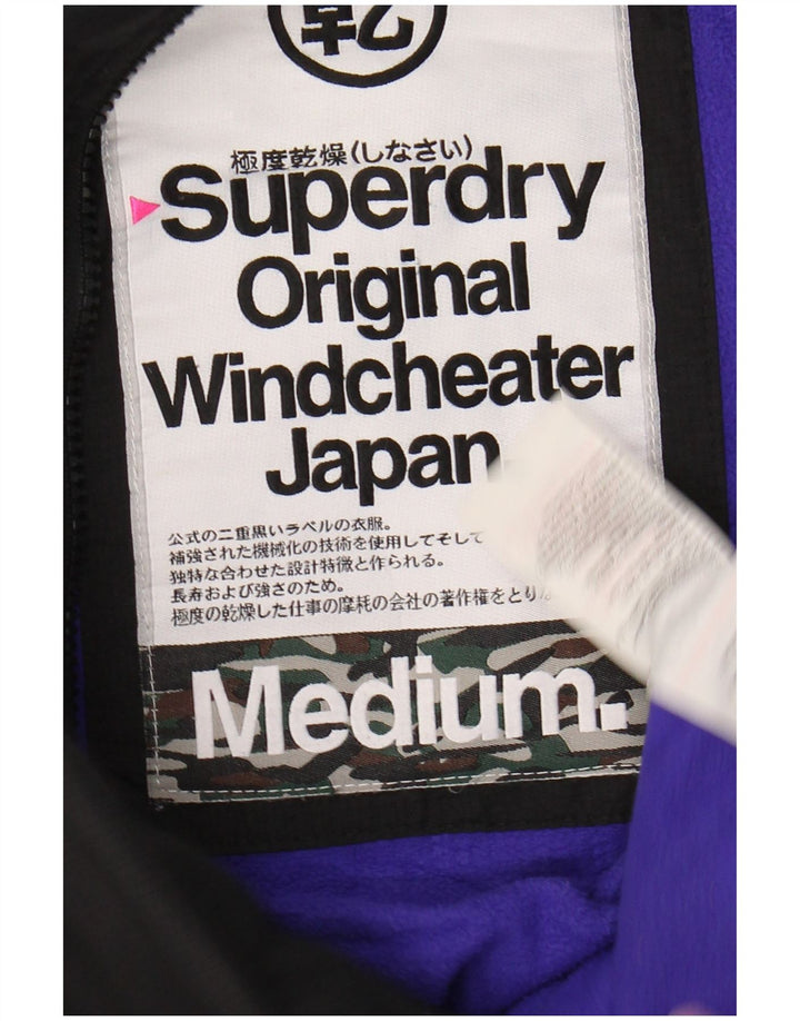 SUPERDRY Chaqueta cortavientos con estampado Windcheater para mujer, talla 40, talla M, color negro