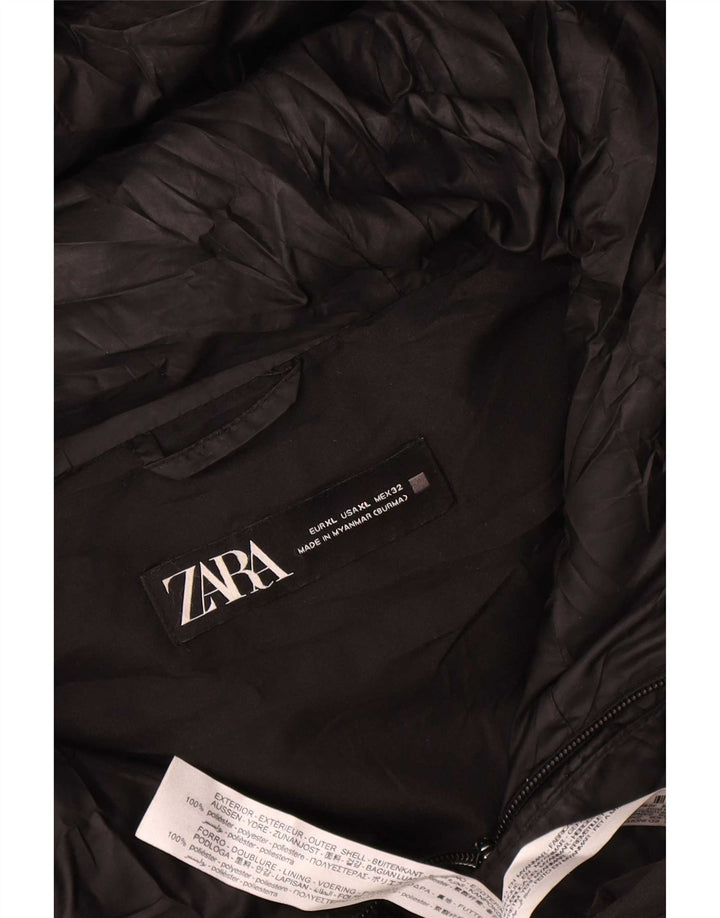 Zara Mujer Chaqueta Acolchada Con Capucha ES 40 XL Poliéster Negro