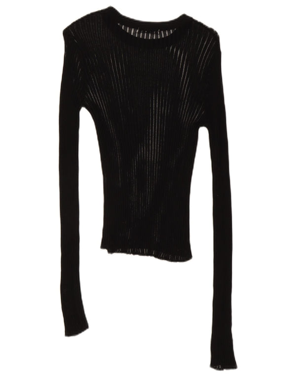 Zara Mujer Top Manga Larga UK 8 Small Negro