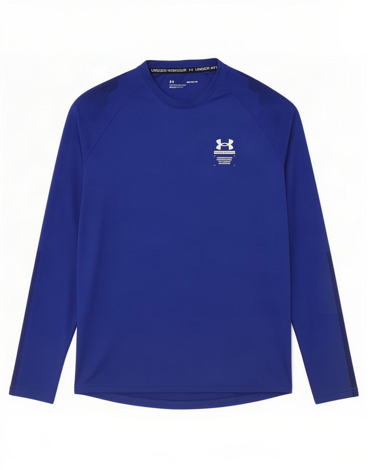 Camiseta Under Armour Hombre Manga Larga Poliéster Manchado Azul Medio
