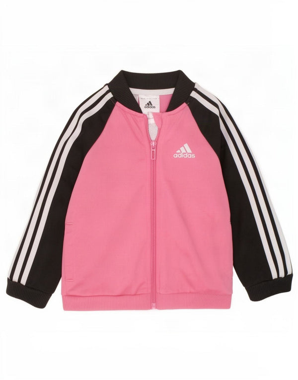 Adidas Baby Girls Tracksuit Top Jacket 12-18 Months Pink Colourblock