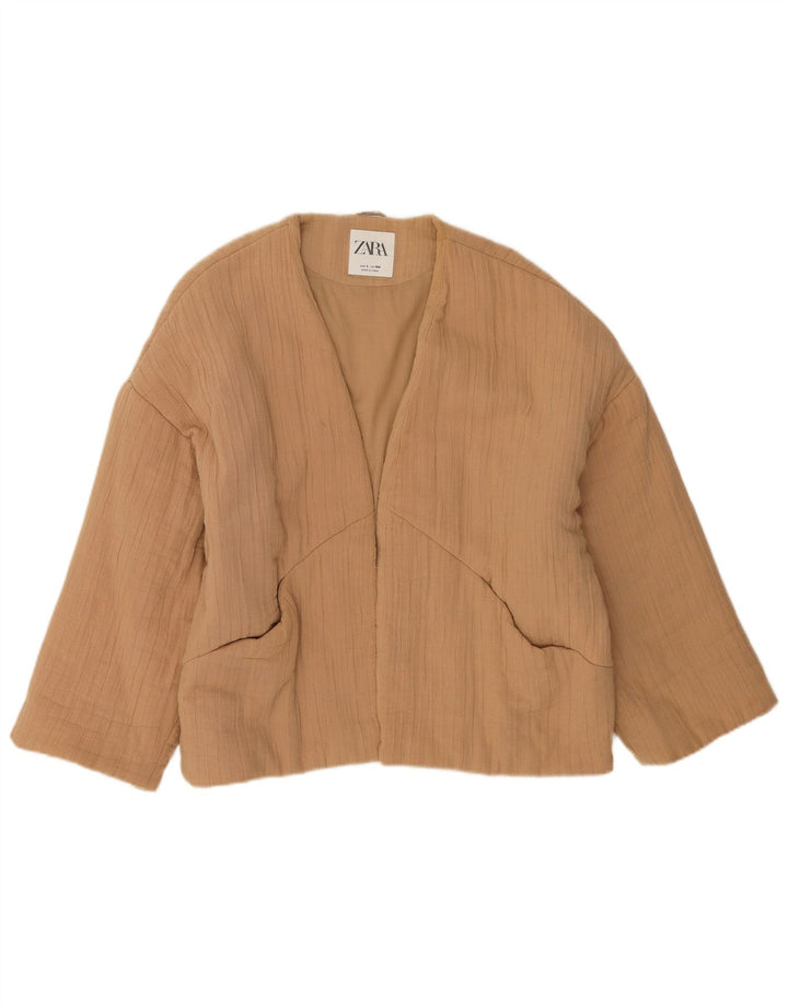 Zara Chaqueta Bomber Abierta Extragrande para Mujer UK 46 Grande Algodón Marrón