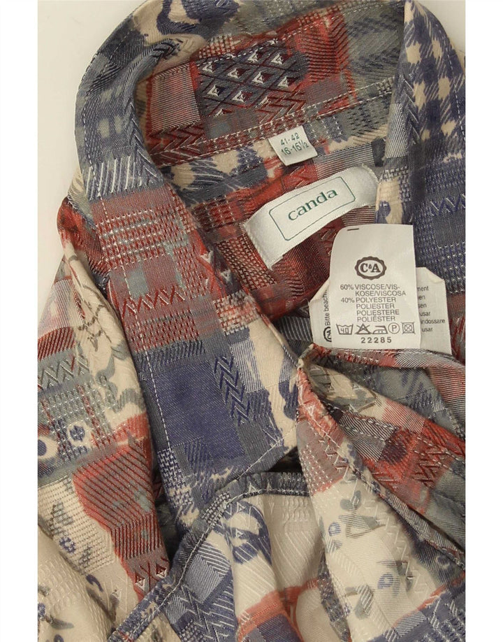 Canda Camisa Hombre Talla 41/42 16 1/2 Grande Viscosa Patchwork Multicolor