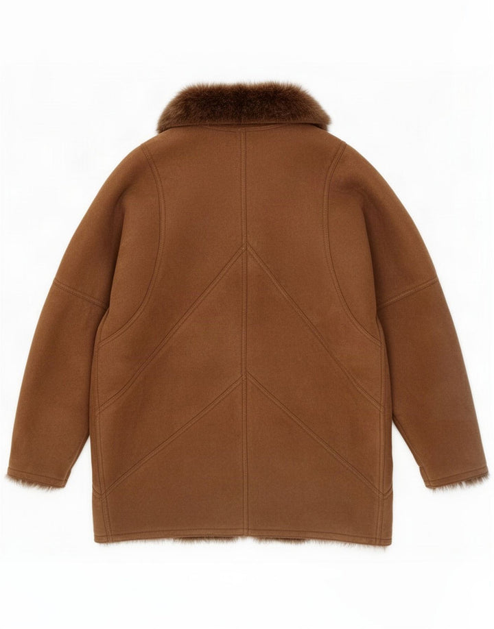 Chaqueta de piel de oveja extragrande vintage para mujer IT 44 Marrón medio