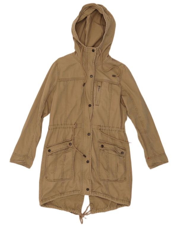 Abercrombie & Fitch Parka con capucha para mujer UK 10 Small Khaki Cotton