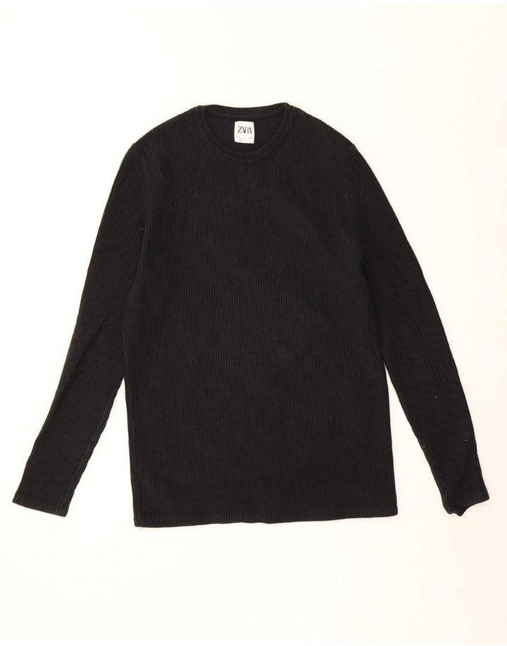 Zara Hombre Top Manga Larga Small Algodón Negro