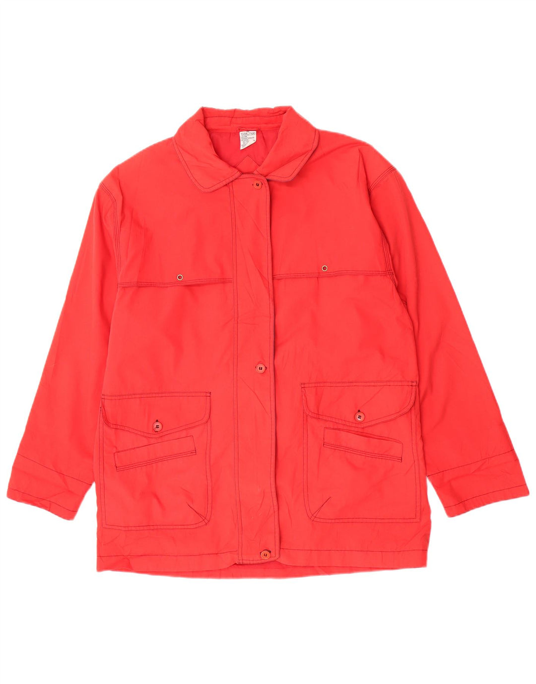Vintage mujer chaqueta utilitaria Reino Unido 18 XL poliéster rojo