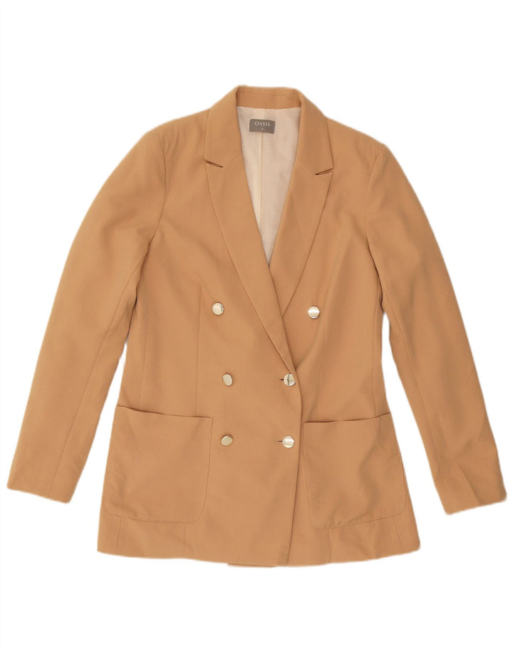 Oasis Chaqueta tipo blazer con doble botonadura para mujer UK 10 Small Beige Poliéster