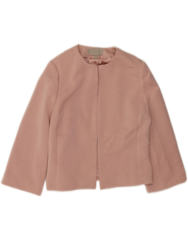 Hobbs Chaqueta tipo blazer abierta para mujer UK 12 Viscosa rosa mediana