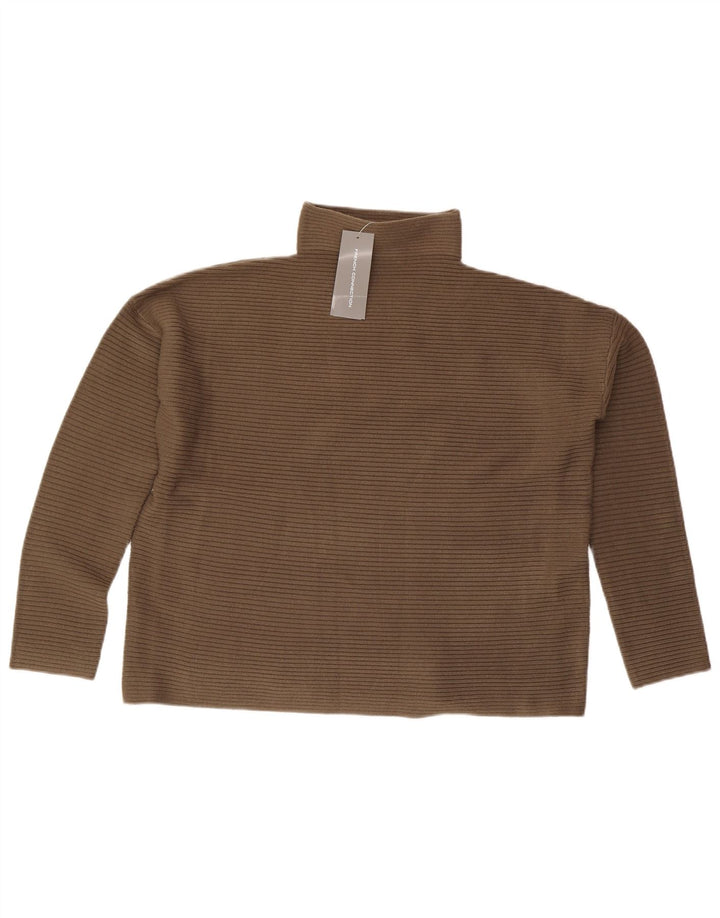 French Connection Suéter tipo jersey con cuello alto para mujer UK 10 Small Khaki