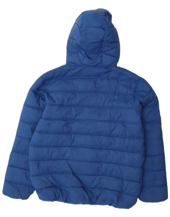 BENETTON Boys Hooded Padded Jacket 13-14 Years 3XL Blue Polyester