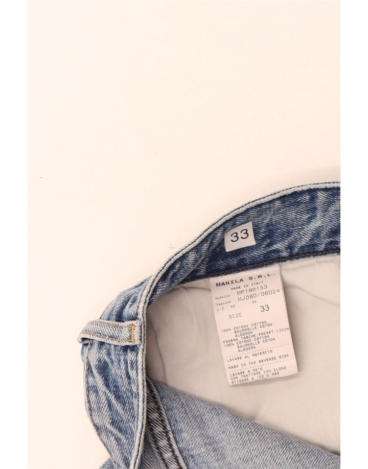 Mauro Grifoni Vaqueros rectos desgastados para hombre W33 L30 Algodón azul