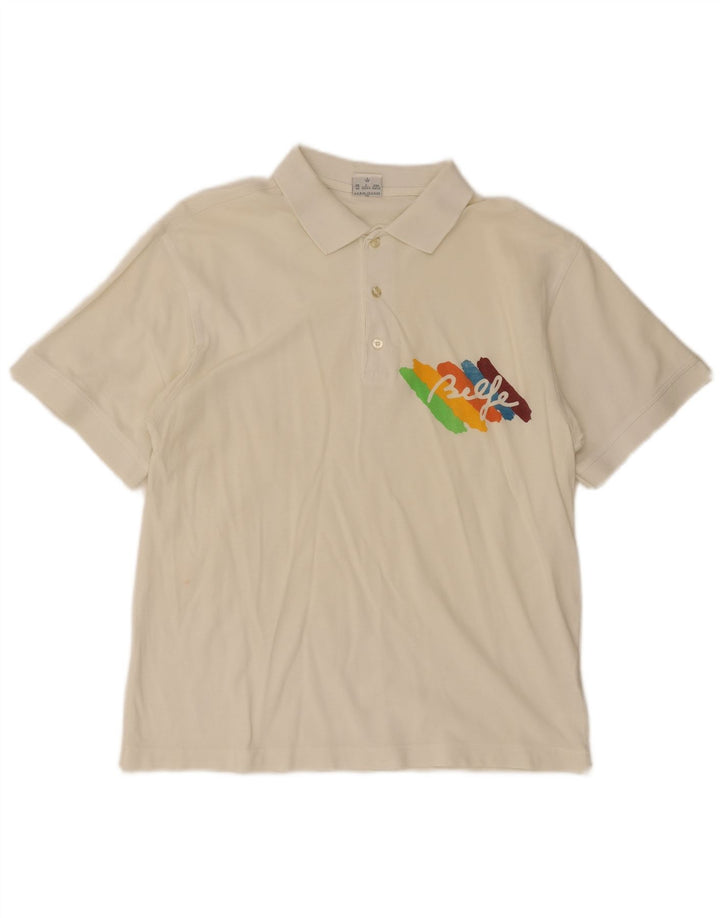 Belfe & Belfe Polo gráfico para hombre UK 40 Medium White