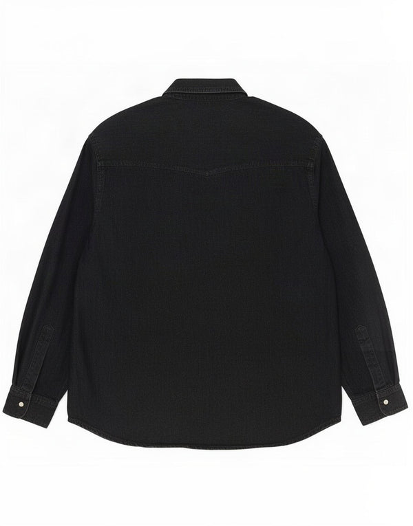 Camisa vintage para hombre de algodón negro grande