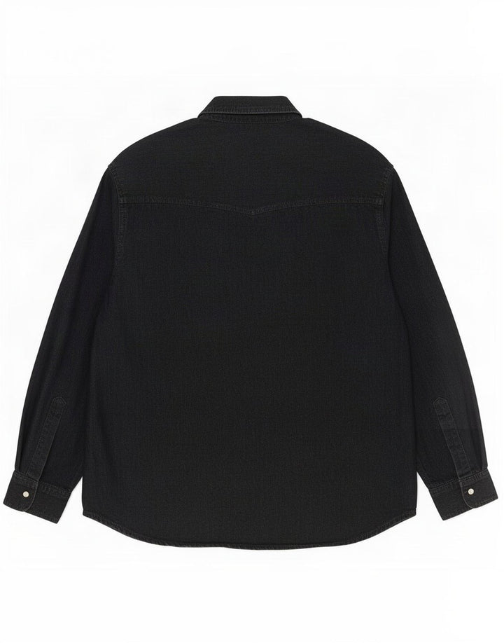 Camisa vintage para hombre de algodón negro grande
