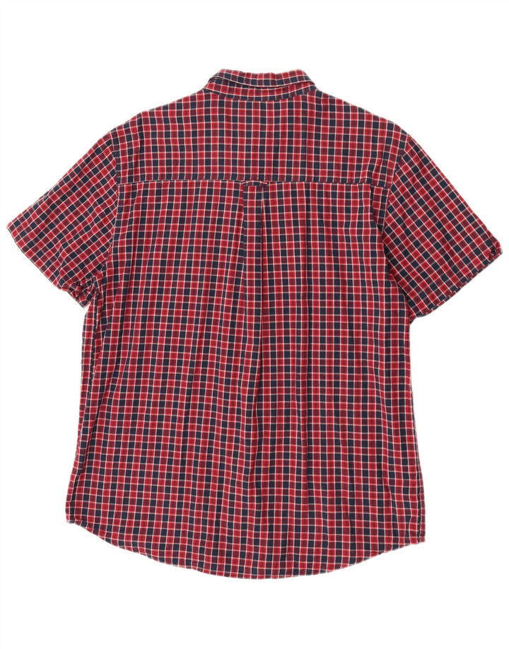 Camisa de manga corta para hombre Animal XL Algodón a cuadros rojos
