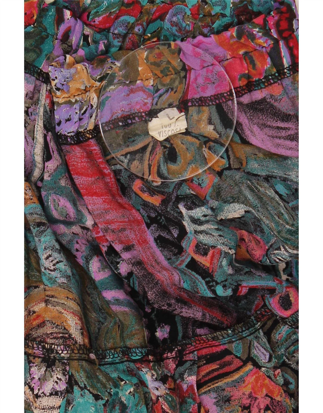 Vintage mujer patrón abstracto una línea falda grande W30 multicolor