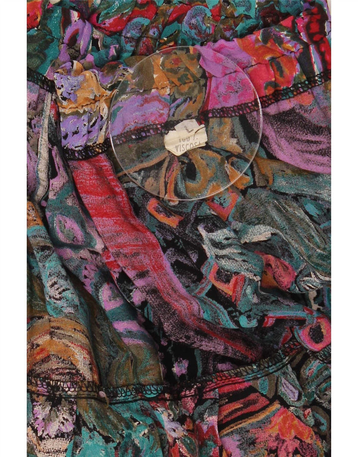 Vintage mujer patrón abstracto una línea falda grande W30 multicolor