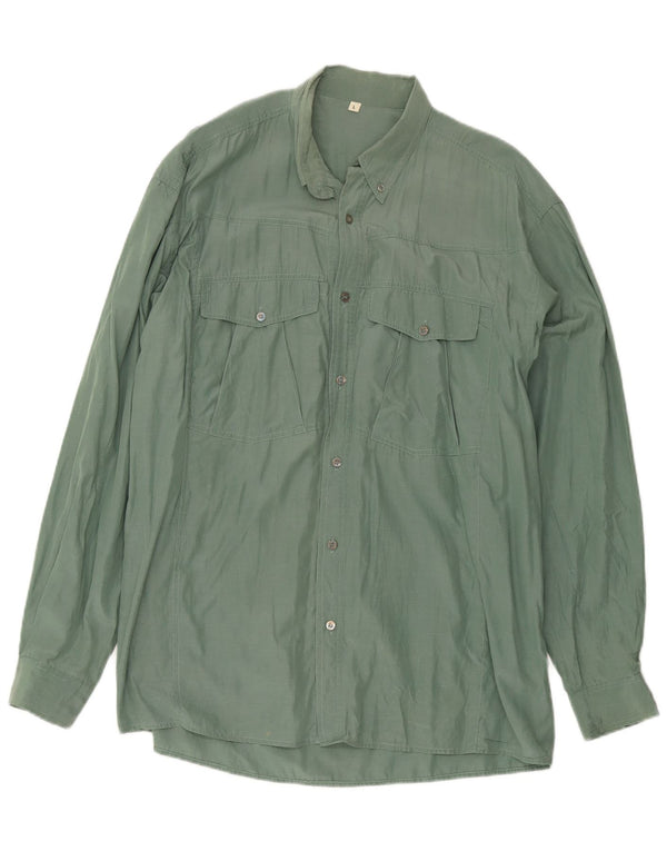 Camisa vintage para hombre verde grande