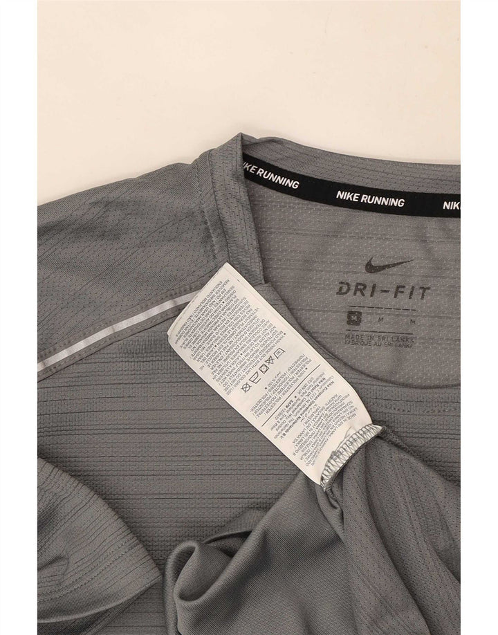 Camiseta Nike Dri Fit para hombre Top poliéster a rayas gris medio