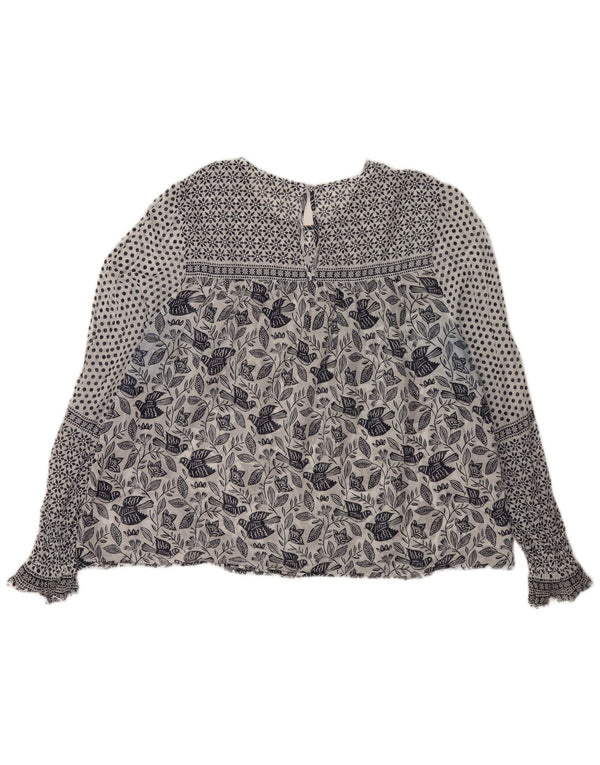 Boden Blusa de manga larga transparente para mujer UK 40 XL Blanco Floral