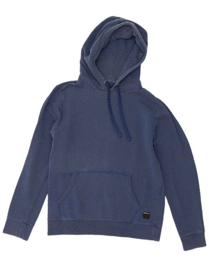 Replay Sudadera con capucha para hombre, talla grande, azul marino