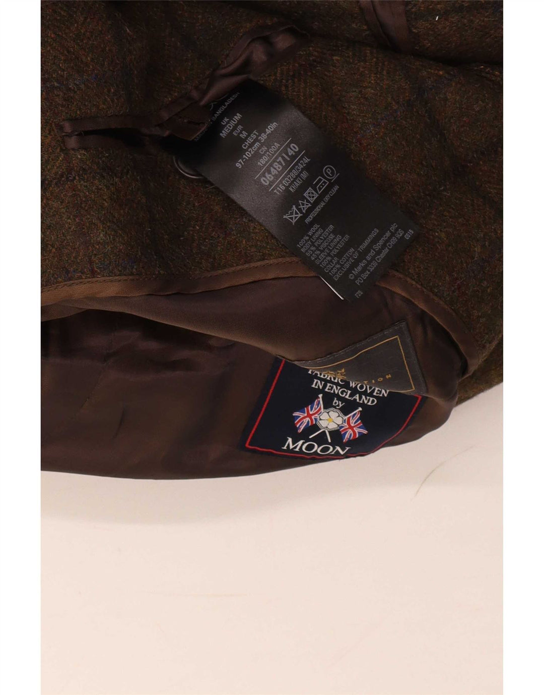 Marks & Spencer Abrigo para hombre UK 38 Lana a cuadros color caqui mediano