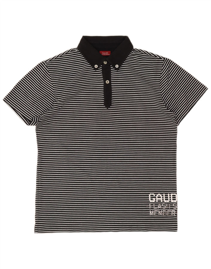 Polo Gráfico Gaudí Para Hombre Algodón A Rayas Negras Medianas