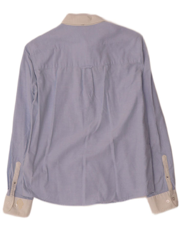 Camisa Benetton Mujer ES 40 Small Algodón Color Block Azul
