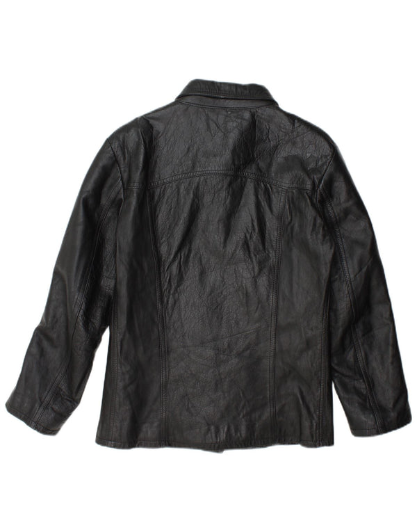 Regina Schrecker Chaqueta de cuero para mujer UK 10 Small Black