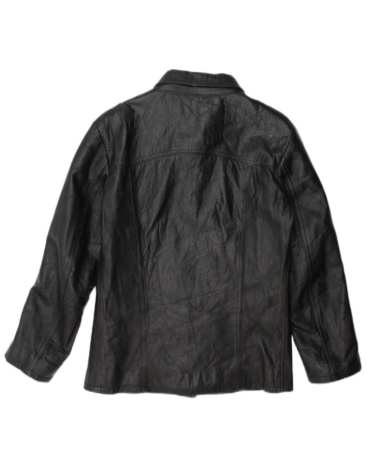 Regina Schrecker Chaqueta de cuero para mujer UK 10 Small Black