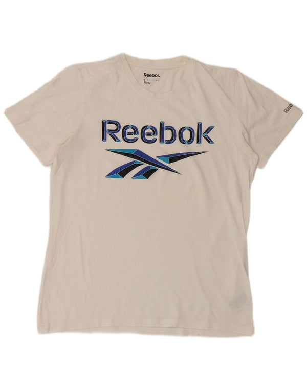 REEBOK Camiseta gráfica para hombre Top grande de algodón blanco