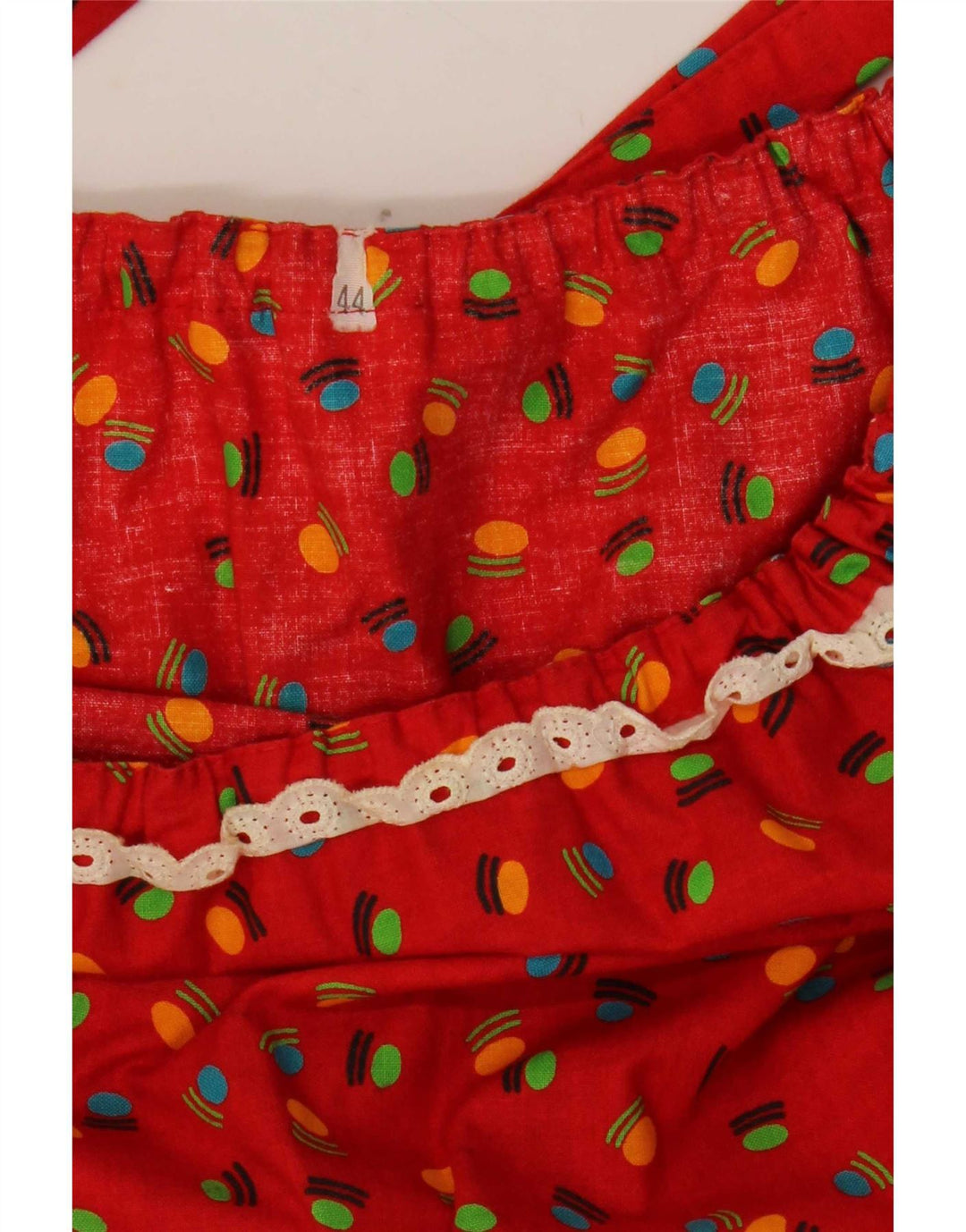 Vestido lencero vintage con patrón abstracto para mujer IT 44 Rojo medio