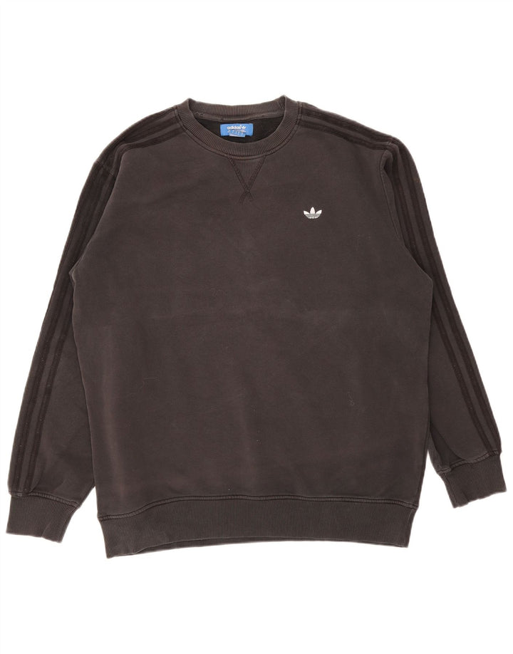 Adidas Hombre Sudadera Jumper Grande Gris Algodón