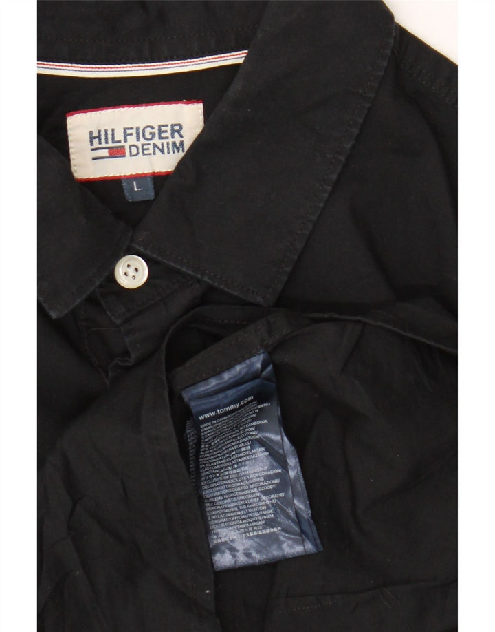 TOMMY HILFIGER Camisa para hombre Grande Algodón negro