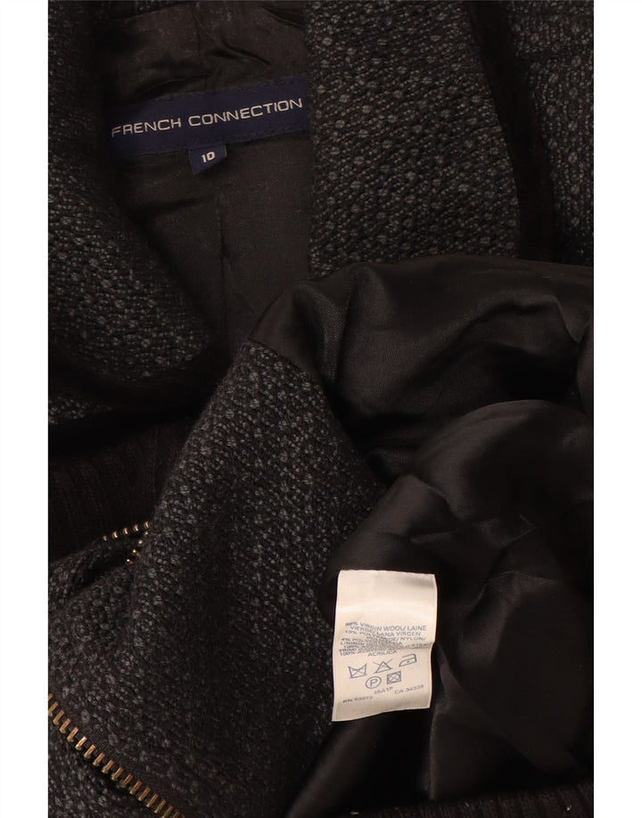 French Connection Chaqueta bomber holgada para mujer UK 40 Small Gris Geométrico