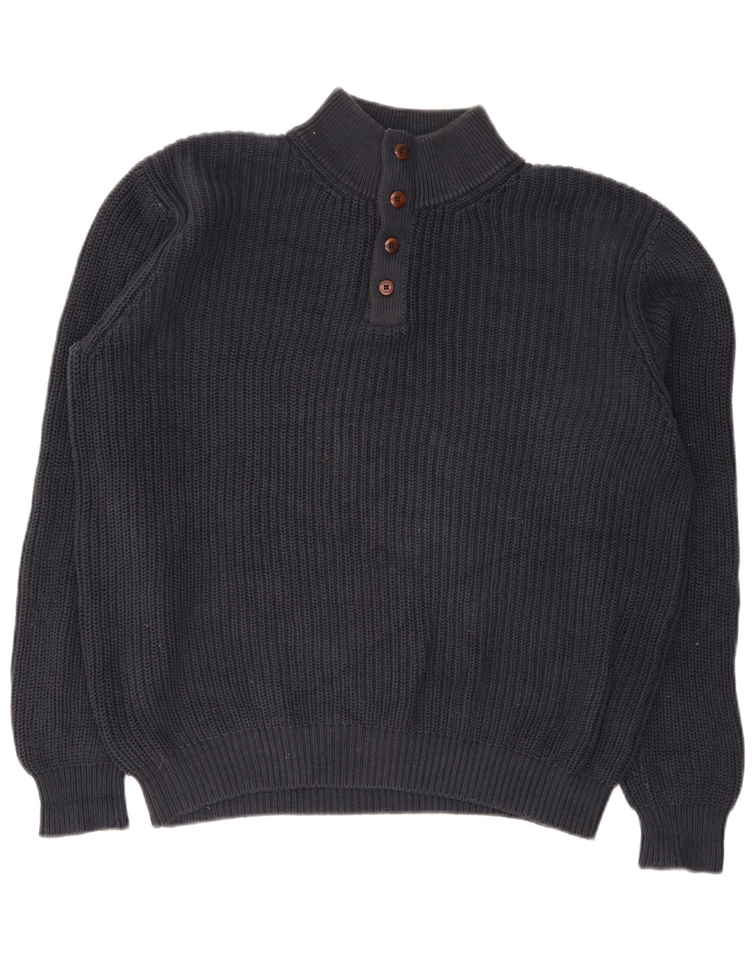 L.L.Bean Suéter tipo jersey con cuello y botones para hombre, tamaño grande, algodón azul marino