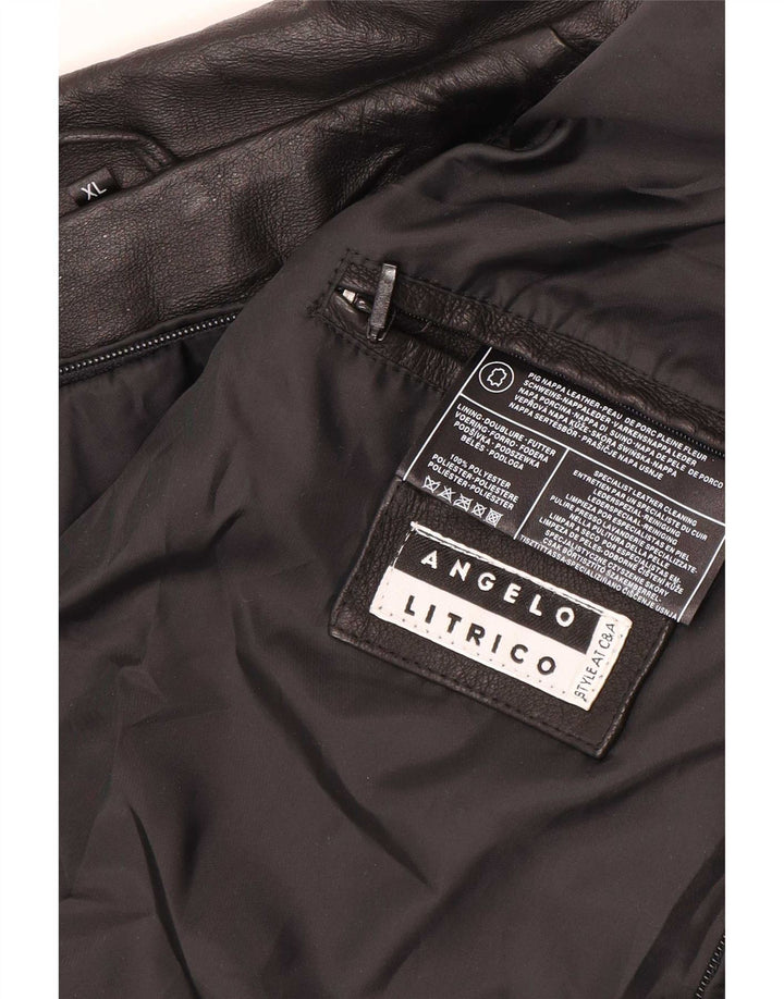 Angelo Litrico Chaqueta de cuero para hombre UK 42 XL Negro